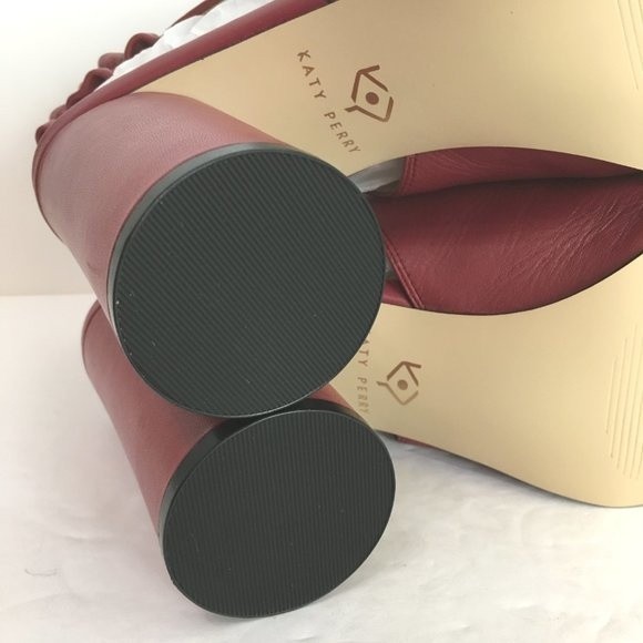 Katy Perry The Jocelyn Mulberry‎ Red Nappa Leather Ruffle Shooties Heels Size 10 - Picture 12 of 16